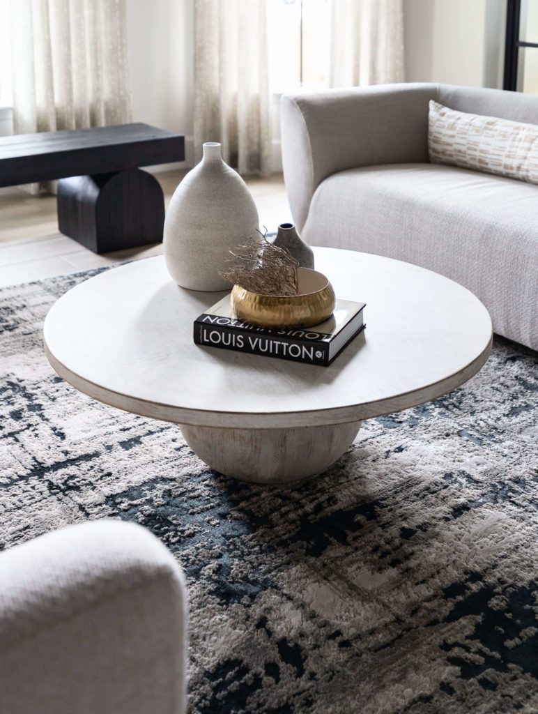 round wood coffee table scottsdale interior design.