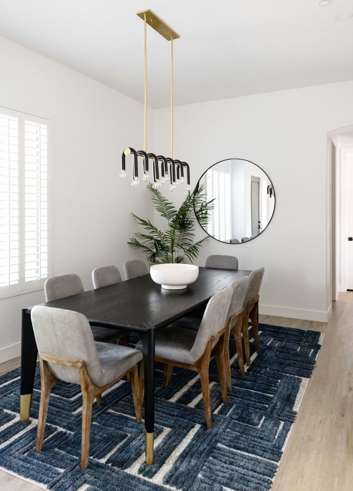 dining room design with black table