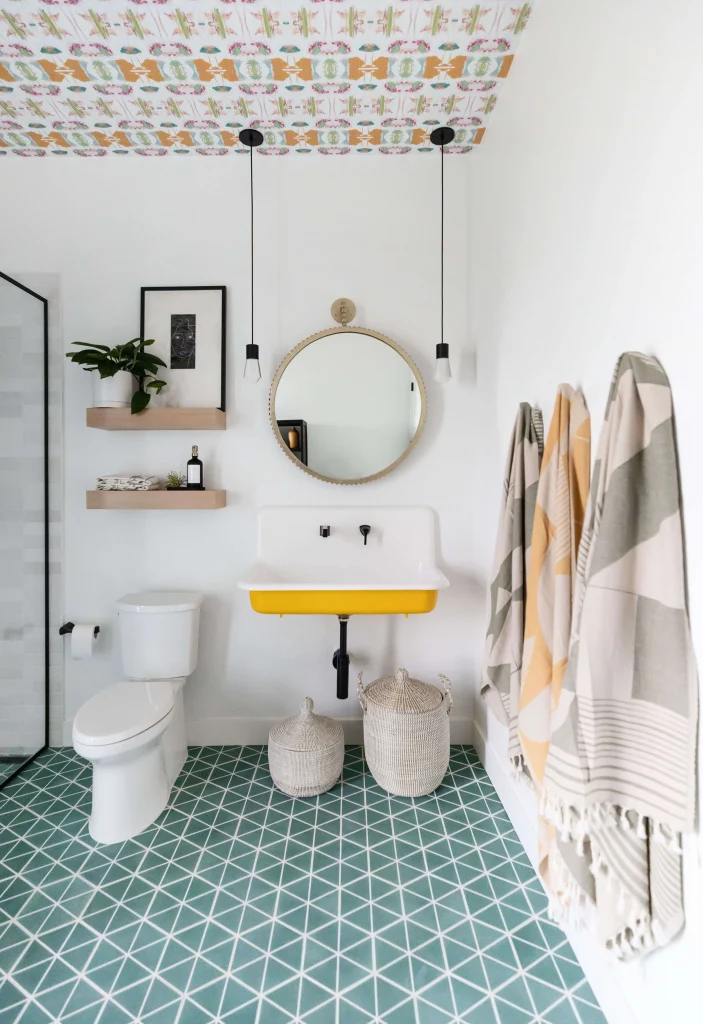 small space bathroom with smart furniture