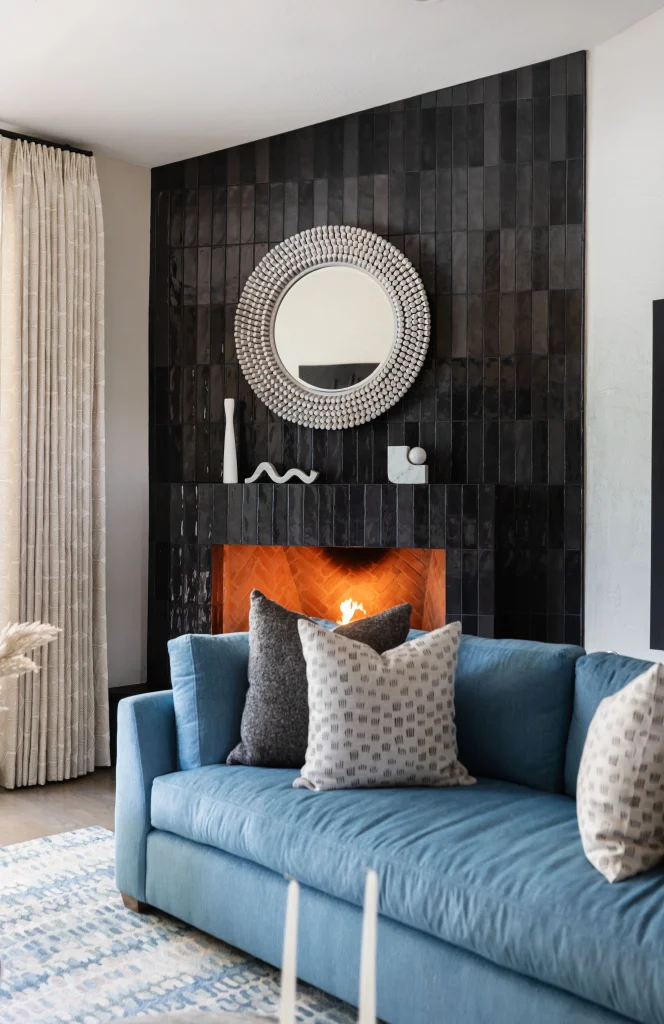 Modern kitchen with marble island and stove