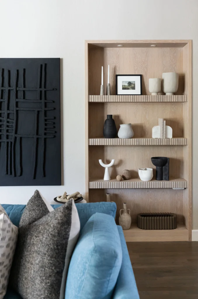 Modern kitchen with marble island and stove