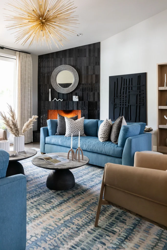 Modern kitchen with marble island and stove