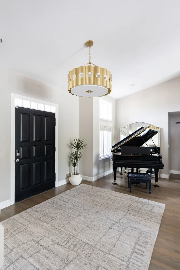 Modern kitchen with marble island and stove