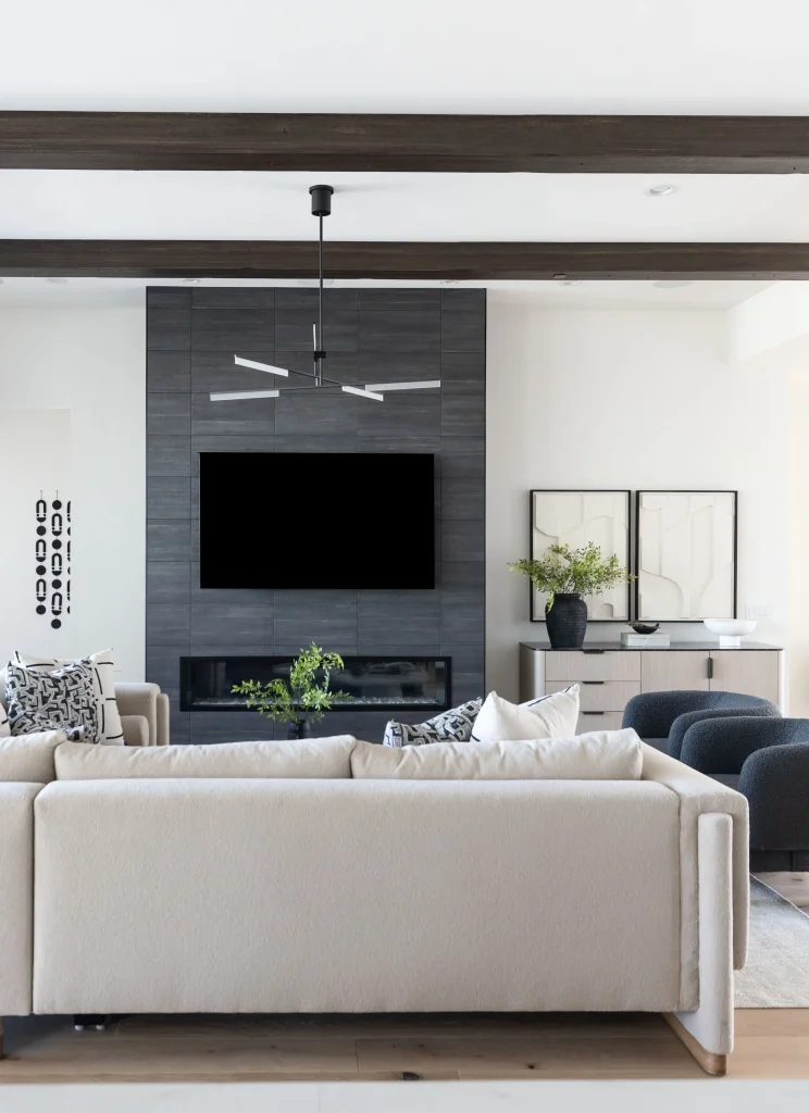 Modern living room with TV wall unit