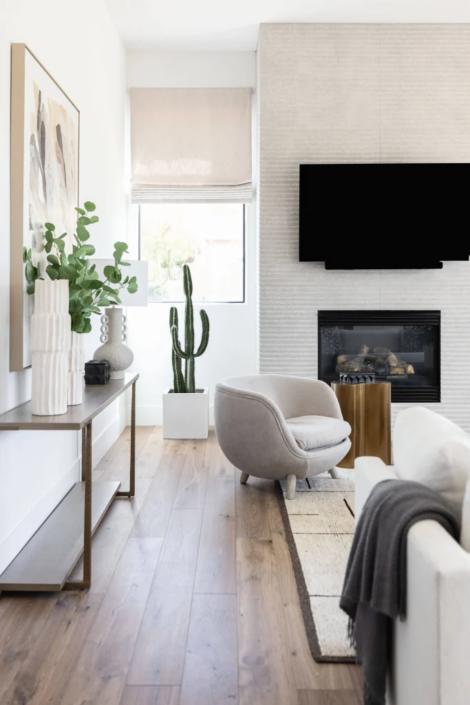 Light living room with cactus plant