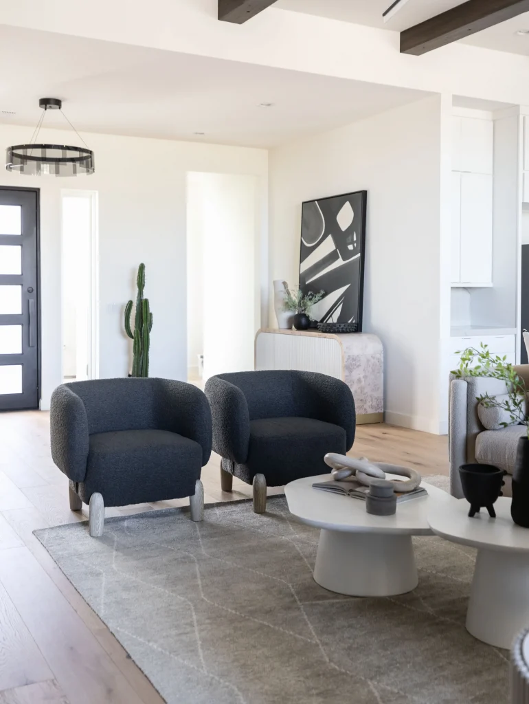 Cozy chairs with abstract wall art