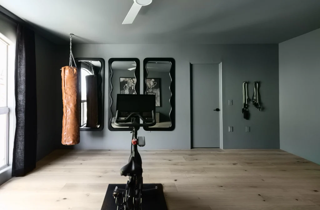 Minimalist home gym with Peloton bike