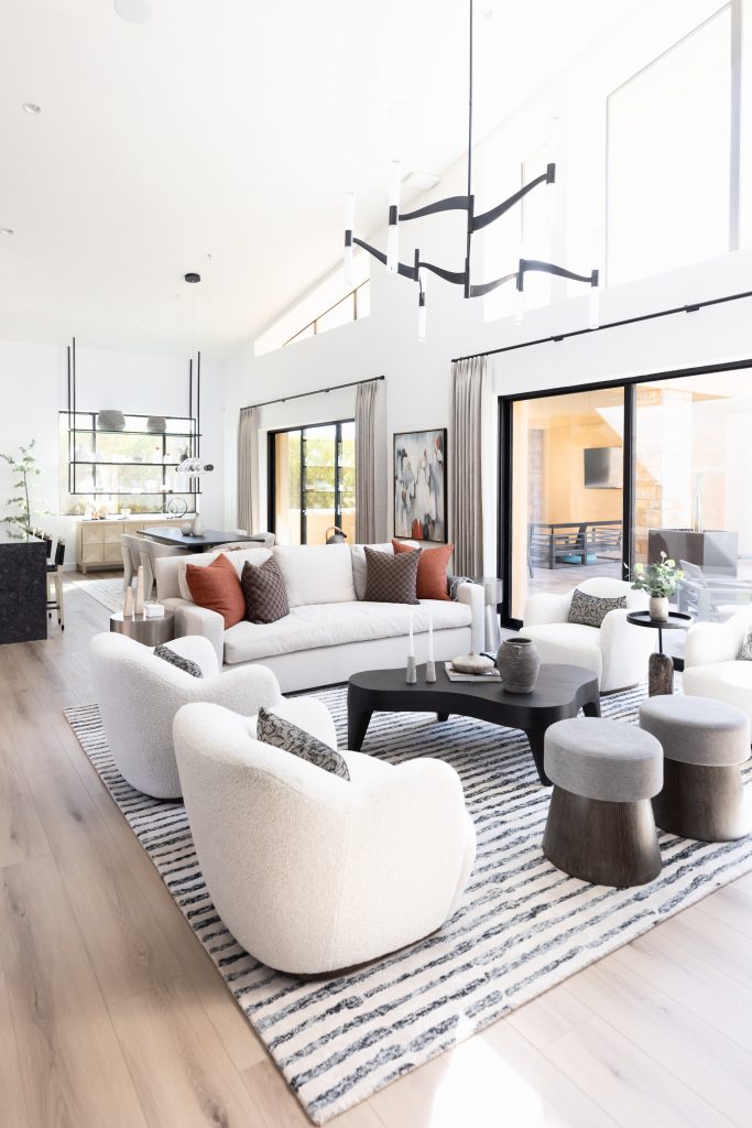 Bright living room with white furniture set