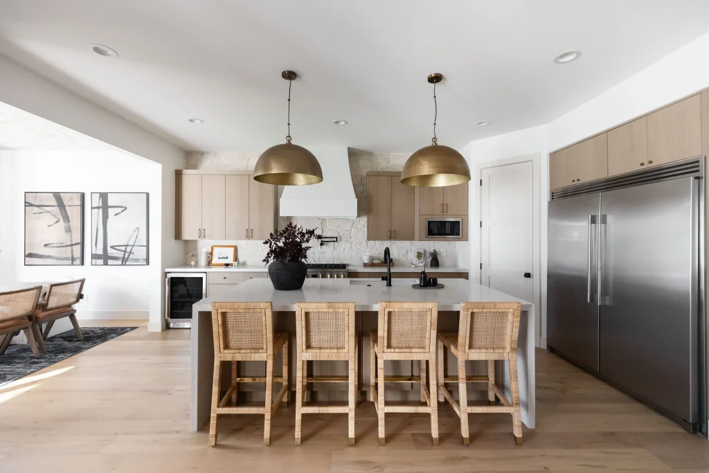Modern kitchen with island and bar stools