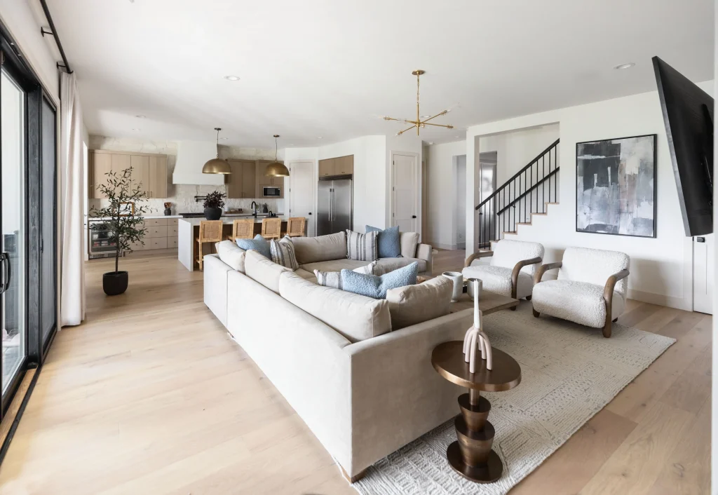 Spacious modern living room and kitchen