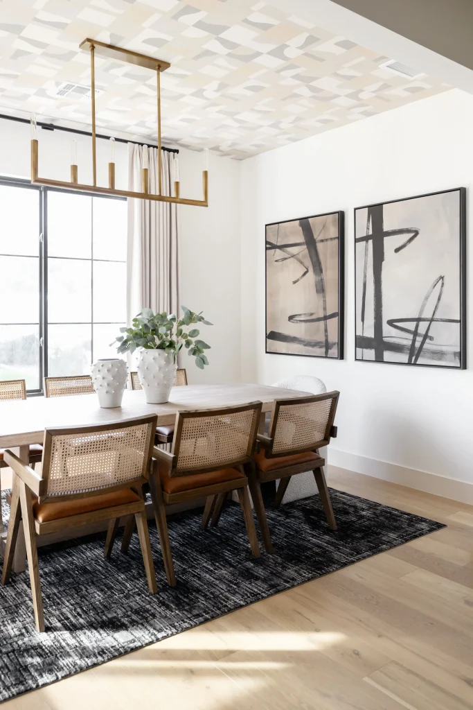 Modern kitchen with marble island and stove