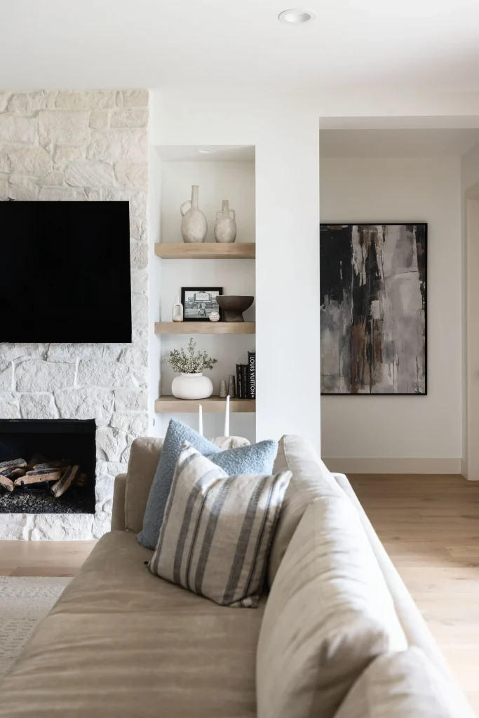 Modern kitchen with marble island and stove