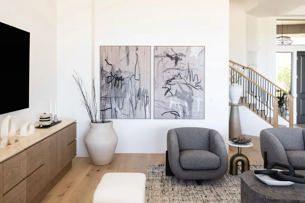 Modern living room with armchairs