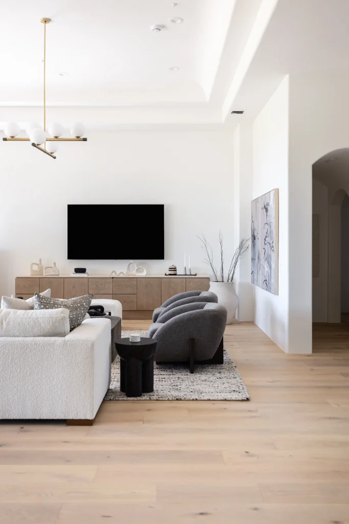 Minimalist living room with TV