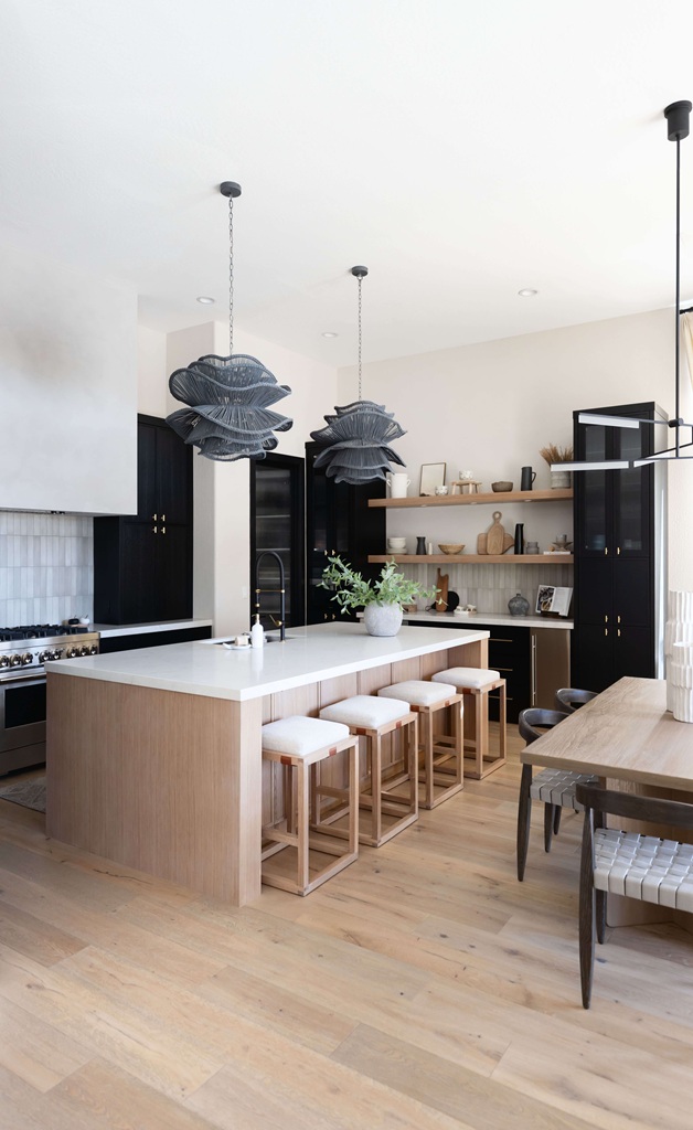 Contemporary kitchen with wooden island