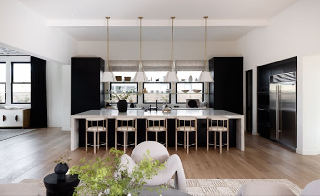 Modern open-concept kitchen with island seating