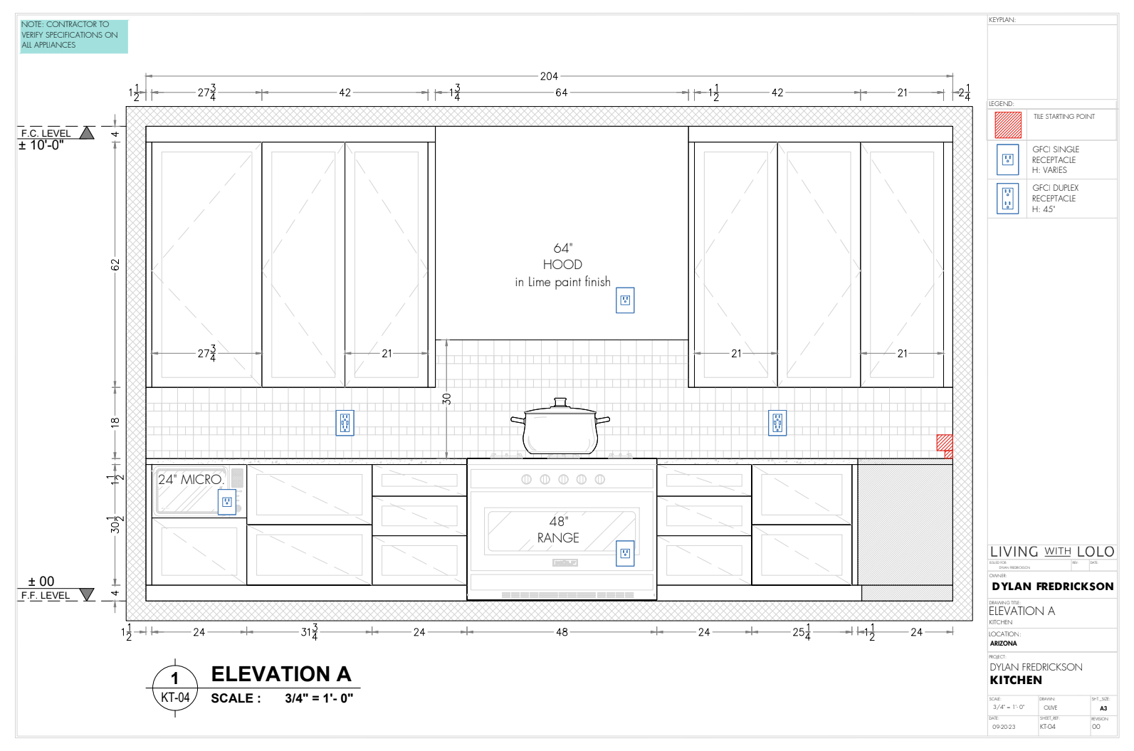 Kitchen elevation layout drawing