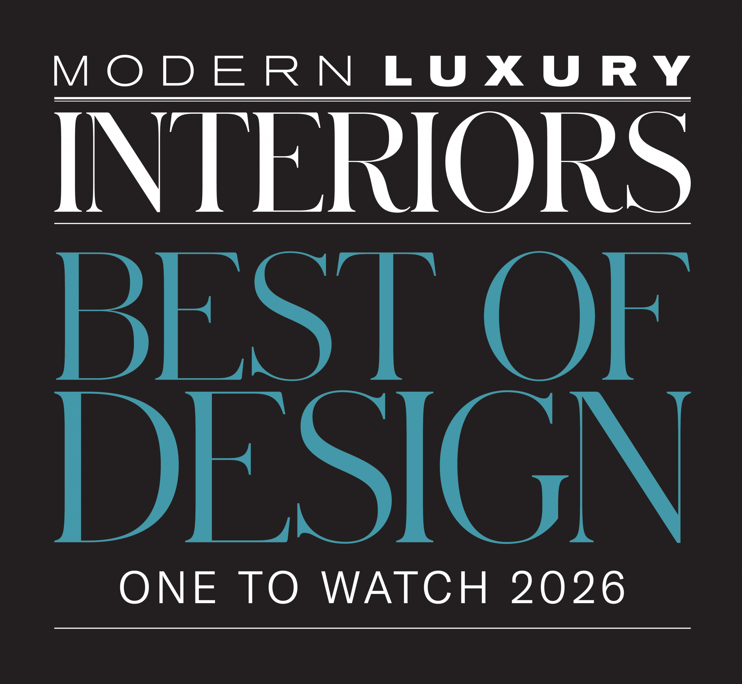 The image displays the text “Modern Luxury Interiors Best of Design One to Watch 2026” on a black background—Living with Lolo.